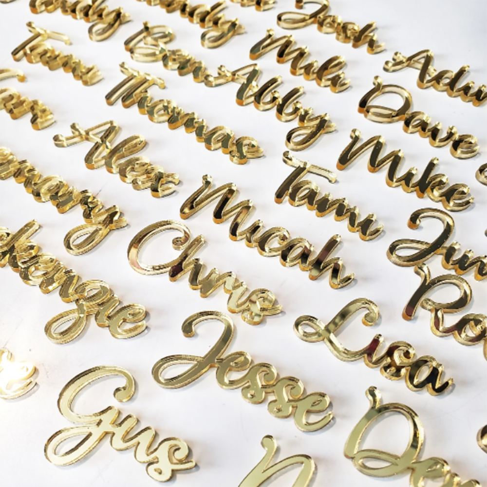 Industrial Laser Table - 20Pcs Personalized Engraved Wedding Name Place