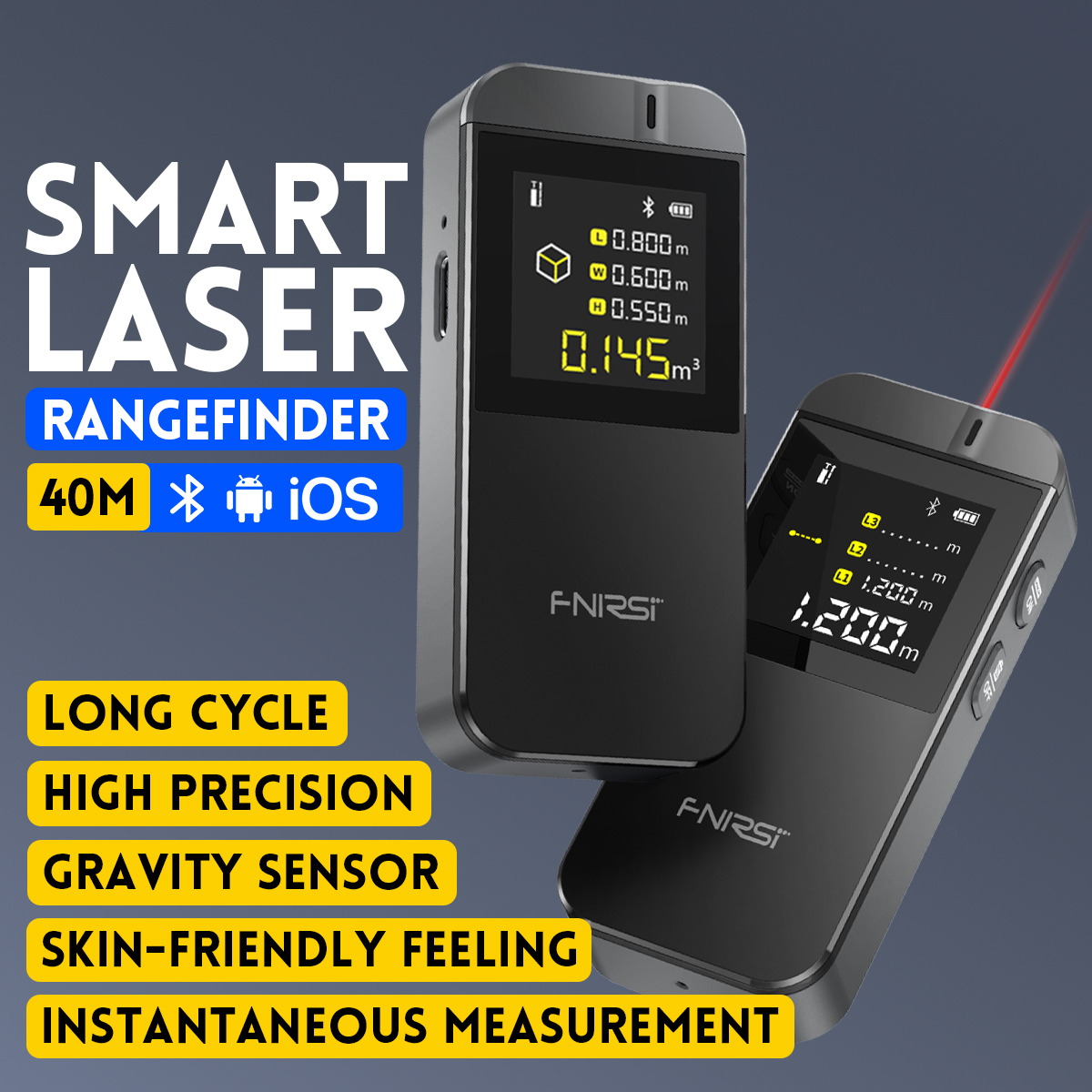 Industrial Laser Tape Measure - FNIRSI IR40 Digital Laser Tape Measure
