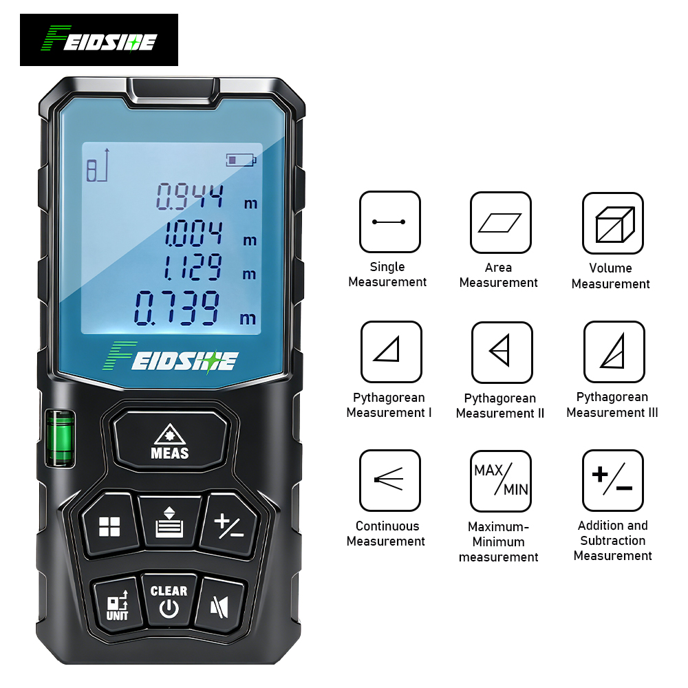 Industrial Laser Tape Measure - FEIDSIDE 50M/120M Handheld Laser Rangefinder with