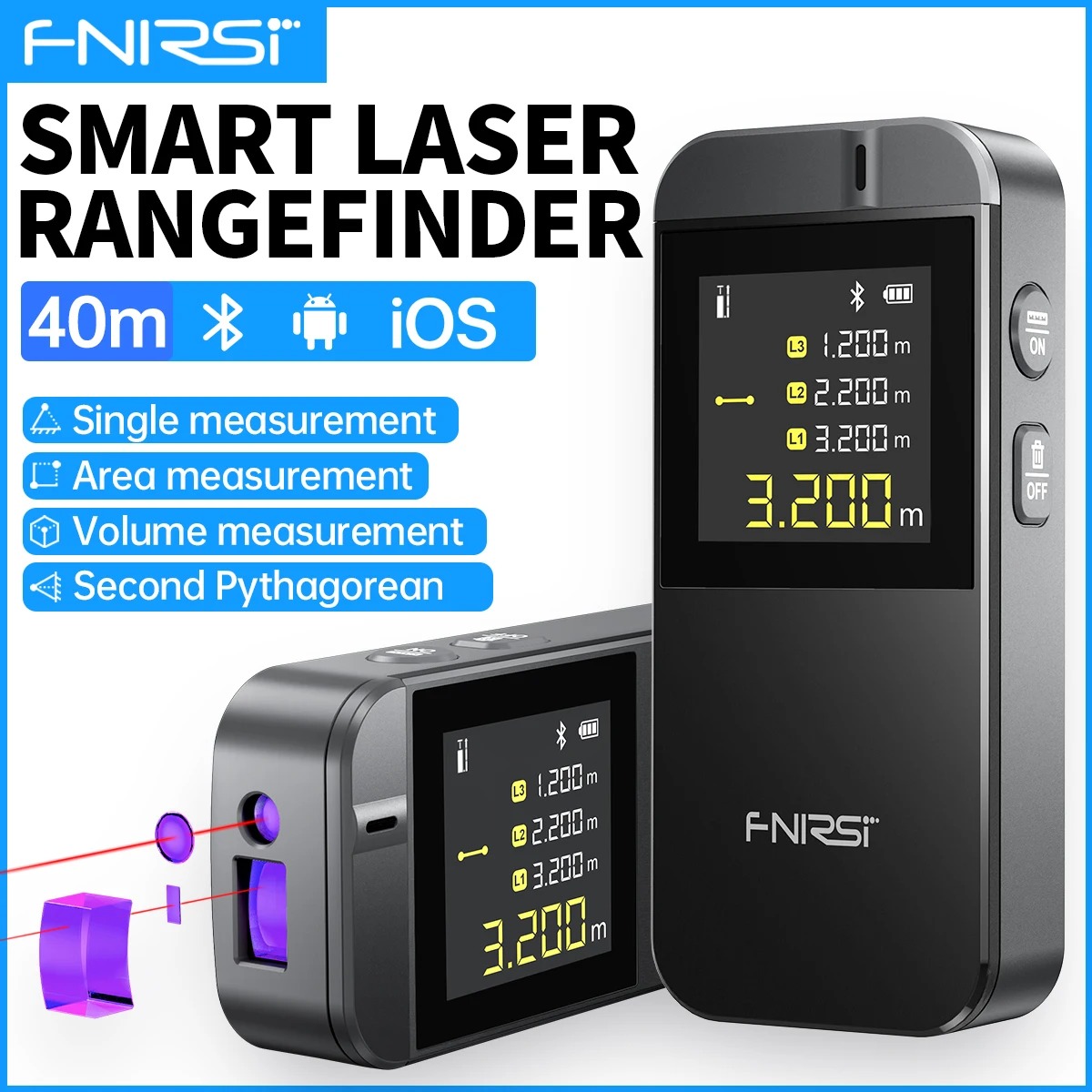 Industrial Laser Tape Measure - FNIRSI IR40 Digital Laser Tape Measure