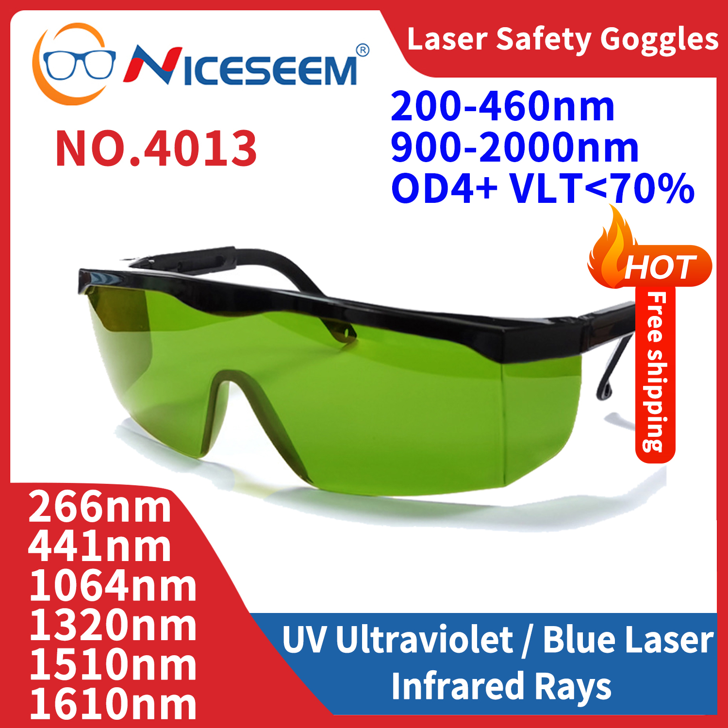 CO2 1064nm Infrared 355nm UV L - Laser Safety Goggles 评论和价格