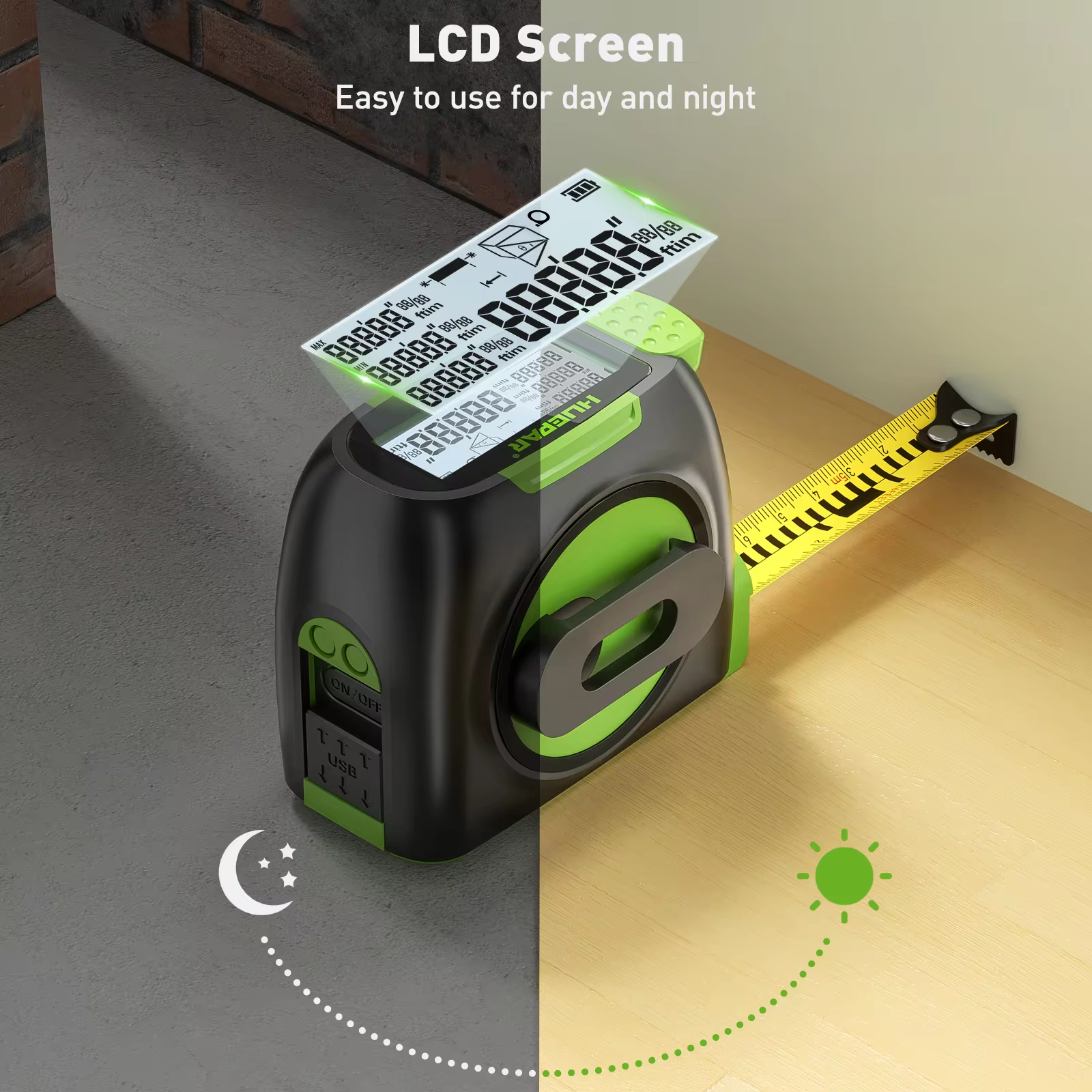 Huepar Digital 60M 197ft Laser - Industrial Laser Tape Measure 评论和价格