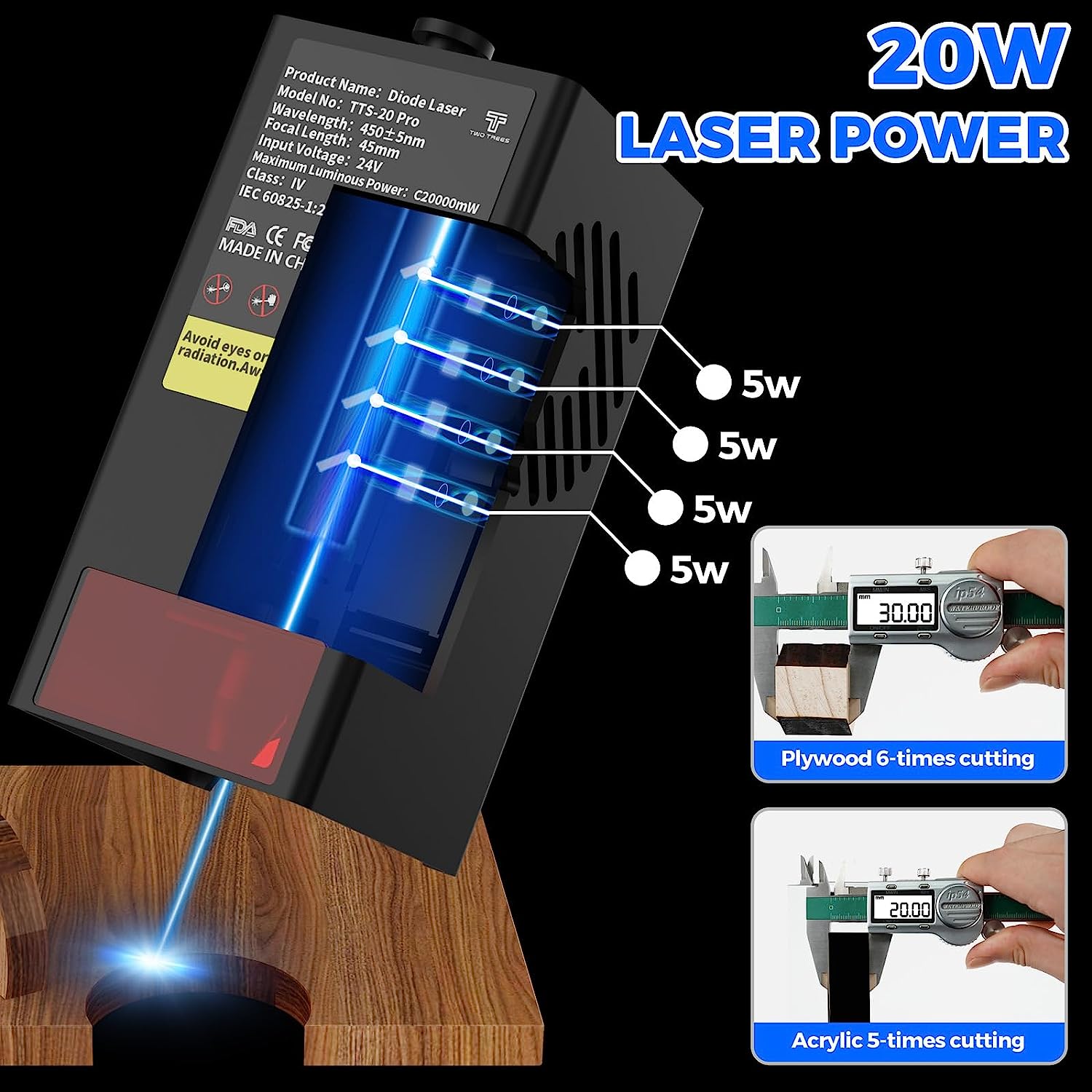 TWOTREES TTS-20 Pro 20W Metal  - Laser Engraving Software 评论和价格